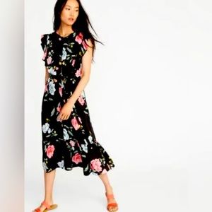 XL Old Navy Button Front, MIDI dress in black floral
